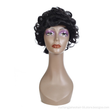 Pixie Cut Machine Made Wigs Short Human Hair Wigs for Black Women Short Straight Black Ladies Wigs 1B Color